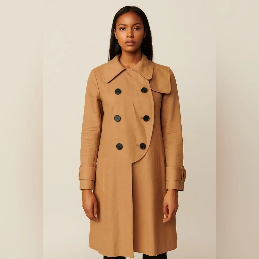 Carven Tan Hooded Trench‎ Coat Size 34 USA XS
